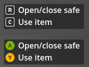 Image of input prompts, first with keyboard icons then with Xbox controller icons